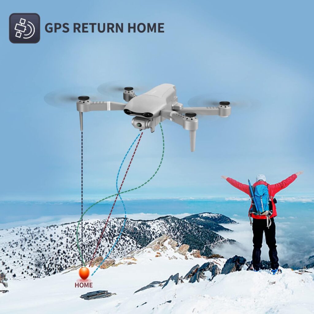 4DF3 GPS Drone with 4K Camera for Adults,5G FPV Live Video RC Quadcopter for Toys Gift,GPS Auto Return Home, Follow Me,Gravity Control,Waypoint Fly, Headless Mode，2 Batteries,