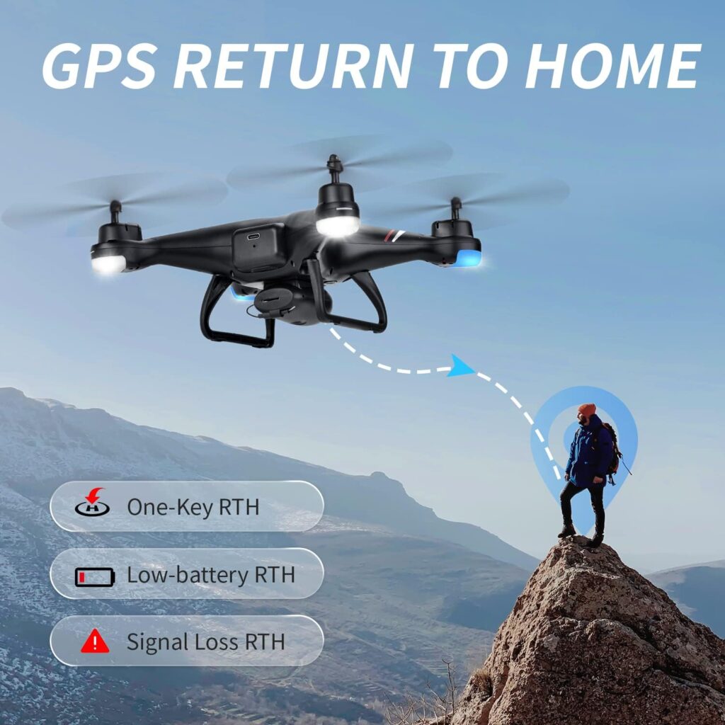 TENSSENX GPS Drone with 1080P HD Camera for Adults and Kids, 5G Transmission FPV Drone, RC Quadcopter with 2 Batteries, Carrying Bag, Auto Return, Follow Me, Altitude Hold, Easy for Beginners