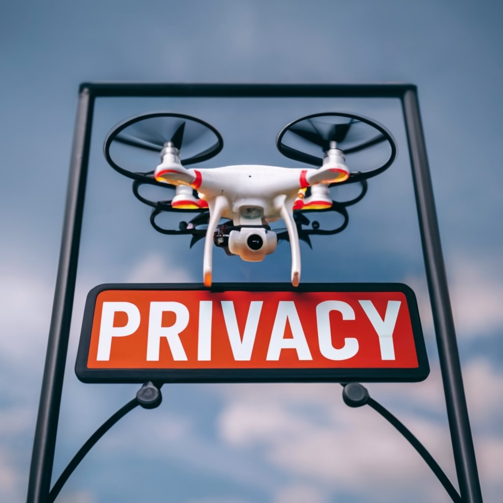 Privacy sign with a drone Poster